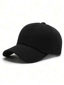 1pc Pure Cotton Black Baseball Cap, Sun Protection Solid Color Adjustable Hat, Unisex, Casual Summer Style - Multicolor - View 7