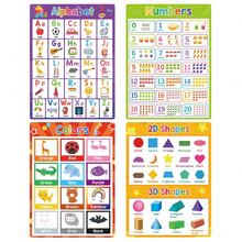 Toddler English Learning Poster Set - A4 Size Alphabet, Numbers, Colors, Shapes Charts, Classroom Decor, English Teacher Supplies, Home School Teacher Educational Tools - Multicolor - View 8