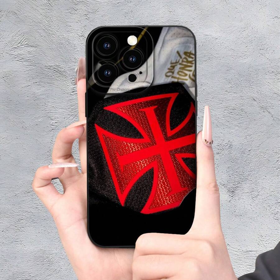 Funda para teléfono - Arte de fútbol brasileño - Estilo Cruz de Malta - Resistente | Protección de la cámara | A prueba de golpes y resistente a caídas | Antideslizante Mate | Regalo Sutil y Minimalista para los Amantes del Festival - Color mixto 1 - Ver 1