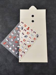 1 pieza Pegatinas de uñas para perro delgadas y flexibles con relieve, decoración de uñas autoadhesiva brillante, tema de dibujos animados, estilo suave y adorable, adecuado para manicura de mujer, cuidado de los pies, decoración de vacaciones - Multicolor - Ver 6