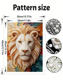 Pearl Painting, Lion Theme, Frameless Diy Handmade Diamond Painting Kit, Suitable For Bedroom Decoration, Living Room Hanging Painting, Room Decoration, Artwork, Birthday Gift For Friends, Innovative Holiday Gift - No Frame - View 7