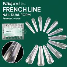 nailpop 140片装可重复使用超薄无缝预切双头短指甲模具套装，杏仁形和椭圆形，14种尺寸 - 無色 - 查看 1