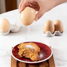 Egg-Shaped Ceramic Salt & Pepper Shaker Set, Unique Kitchen & Dining Seasoning Containers, Household Ceramic Spice Jars - Multicolor - View 2