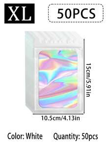 100/10pcs Transparent Holographic Bags, Odor-Proof Packaging Bags, Sealed Bags, Polyester Film Food Storage Bags, Zipper Sealed Bags, Polyester Film Holographic Resealable Bags, Suitable For Party Foods, Jewelry, Etc. - Multicolor - View 44