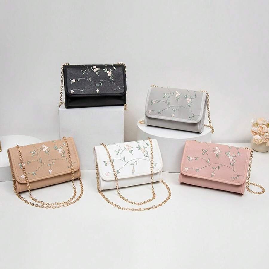Bolso de Cuero Genuino para Mujer, Elegante Bolso de Mano y de Hombro para Oficina, Citas y Fiestas, Bolso Pequeño Cuadrado Bordado a la Moda, Nuevo Bolso Versátil con Cadena para Mujer 2026, Bolso de Hombro de Alta Gama, Bolso Pequeño al por Mayor - Caqui - Ver 1