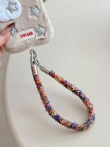 1pc High-Quality Coral Fleece Colorful Wrist Phone Lanyard, Short Fuzzy Winter Phone Anti-Lost Strap - Multicolor - View 13