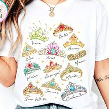 ComfortColor Disney Princess Crown Shirt, Cinderella Belle With Gentle Ariel Snow White, Disney Girls' Travel Shirt, Magic Kingdom T-Shirt Disney T-Shirt - trắng - Xem 1