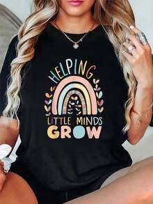Helping Little Minds Grow Flower Elementary School Teacher T-Shirt - 黑色5 - 查看 1