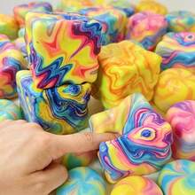 1pc Giant Colorful Molten Cheese Squishy, Slow Rebound Stress Relief Cube, Super Soft Squishy With Quicksand Texture, Office Desk Decor, Gift For Best Friend, Marble Swirl Cheese Squishy, Slow Rebound Stress Relief Tool, Super Soft Squishy With Molten Effect, Birthday Small Gift - Multicolor - View 3