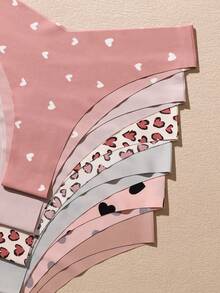6件組女款大尺碼三角內褲，純色精緻印花，柔軟舒適面料，居家穿著 - 彩色 - 查看 5