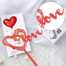 10pcs Small Acrylic Cake Toppers, Heart-Shaped Baking Decoration Cards, Acrylic Cake Flags, Dessert Table Decor Props - Multicolor - View 6