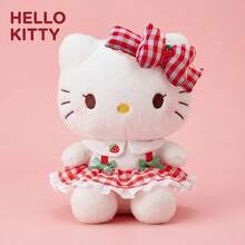 SANRIO 三丽鸥 23厘米毛绒娃娃（Hello Kitty/My Melody/Kuromi）可爱草莓格子裙填充娃娃，女孩生日礼物，儿童安抚娃娃，桌面摆件，节日礼物，1个，家居装饰 - 彩色 - 查看 10