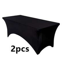 1/2pcs Wedding Banquet Rectangular Rounded Polyester Tablecloth, Full Table Coverage, Wrinkle-Resistant, Washable, Elastic And Snug Fit, Suitable For Indoor, Outdoor, Patio, Picnic, Camping, Party, Wedding, Banquet And Other Occasions. - Multicolor - View 29