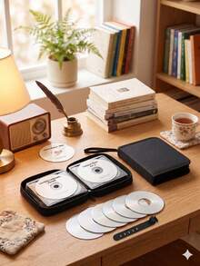 1個 40片容量CD/DVD收納盒 - 便攜式收納錢包與整理盒，適用於居家、旅行與車用 - 耐用保護媒體盒，桌面收納與展示盒，車用整理袋 - 彩色 - 查看 2