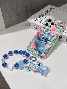 Disney Has Authorized, Phone Case - Chain Set, The Stitch Lilo & Stitch 3D Phone Case Plus A Silicone 3D Stitch Bracelet With Metallic Ring Removable Bracelet, Stitch And Angel Pattern, Compatible With Iphone17/16/15/14/13/12/11/XS/XR/X Plus Pro Max, A Stylish Cartoon Phone Case, The Perfect Gift Choice, Phone Protection, Durable Phone Cover, Great Gift For Friends And Family. - trắng - Xem 5