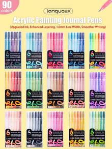 Languo 144/90/72/54/36/6 Colors Acrylic Paint Pen Set, 1.0mm Precision Color High Capacity Ink, Suitable For Line Drawing, Coloring, Outlining And Color Mixing, Applicable To Glass, Ceramics, Plastic, Wood, Stone, Fabric, Paper, Etc., Excellent Color Coverage Effect, Ideal Gift Choice, 2026 Art Supplies Stationery Essential - Sets - View 6