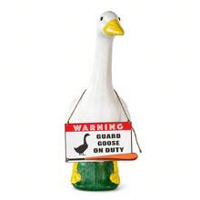 1-8 Sets Porch Goose Decor, 17"/23" Concrete Plastic Goose Duck Lawn Statue Costumes With Porch Goose Hanging Decorations (Goose Statue Not Included) - A - View 11