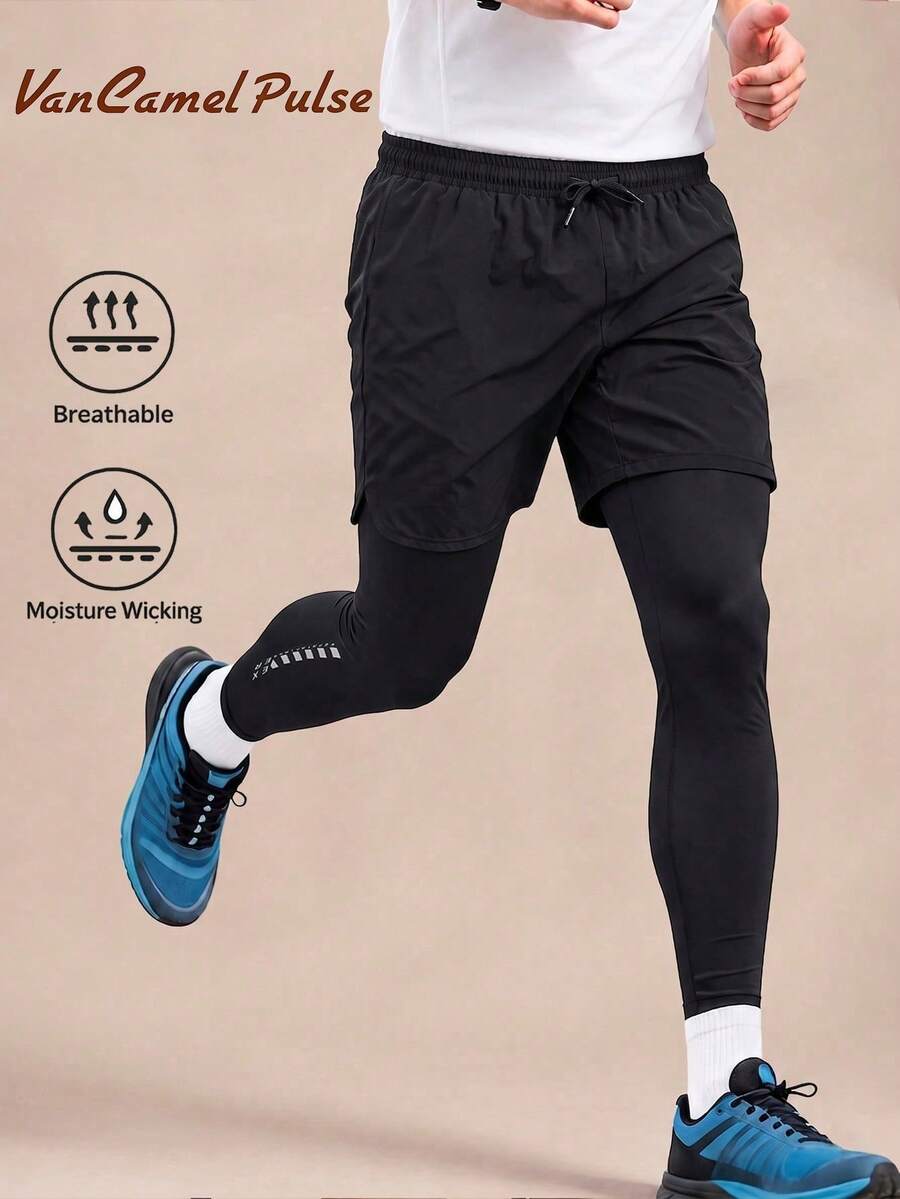 Vancamel Pulse Men's Casual Loose Breathable Outdoor Sports Pants, Versatile Daily Workout Running Trousers, Minimalist Sporty Leisure Pants - Black - View 1