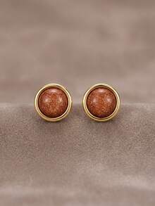Women Stud Earrings - Red Violet - View 1
