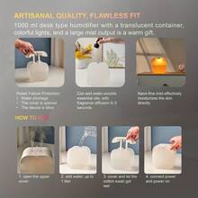 1000ML Dual Mist Humidifier, 7-Color Lamp Aroma Diffuser, Transparent Water Tank With Water Level Indicator, Quiet Operation, Suitable For Bedroom, Study, Dorm, Office - 1PC - View 8
