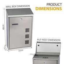 Crystals Wall Mounted Lockable Letter Post Box Stainless Steel Mailbox With Newspaper Holder - Mailbox - View 2