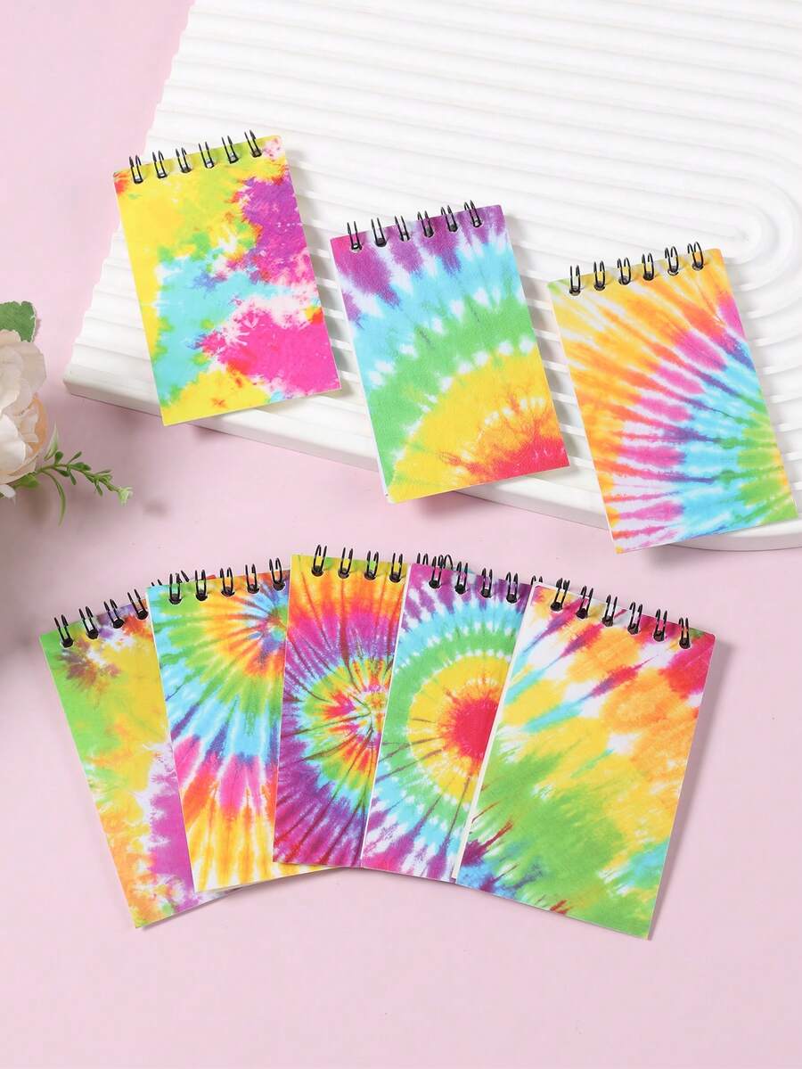 8pcs 6*10cm Rainbow Gradient Mixed Style Small Spiral Notebooks, Mini Portable Notebooks, Suitable For Baby Shower, Back To Schoo, First Day Of School