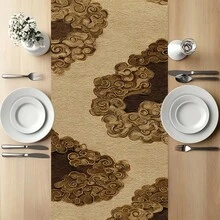1pc/7pcs Set Asian Style Traditional Auspicious Cloud Pattern Table Runner, Suitable For Living Room, Kitchen, Dining Room, Cafe, Decoration For Festivals, Parties, Birthdays, Celebrations - Multicolor - View 9