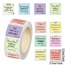 500PCS/ Roll Spanish Bible Verse Stickers Roll, Inspirational Faith Quote Tags For Journals, Gift Wrapping, Scrapbooking, Water Bottles, And Computers. - Spanish - View 6