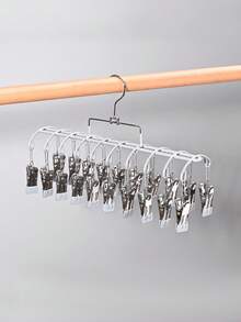1pc Multi‑Clip Baby Clothes Hanger, Kids Socks Bibs Hat Drying Rack, Portable Multi‑Functional Laundry Peg Holder For Infant Clothing Storage - Multicolor - View 9