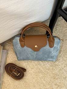 2026 Niche Design Denim Texture Women's Small Square Handbag, Versatile Shoulder Crossbody Dumpling Bag, Southern Style - Brown - View 6