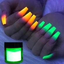 Dofuny 10G Bubuk Fosfor Bercahaya untuk Kutek Gel, Pigmen Kuku Fluorescent Bercahaya dalam Gelap untuk Pembuatan Perhiasan, Resin Epoksi, Bubuk Bercahaya Biru Hijau - Aprikot - View 14