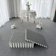 10pcs/Set New Faux Sisal Interlocking Puzzle Carpet Tiles, 150cm*60cm*0.6cm, Modular Faux Sisal Floor Mats, Decorative Rug, Lightweight Washable Carpet, Non-Shedding, Non-Fading, Comfortable Fabric, Faux Sisal Surface, EVA Bottom, Free Cut, Suitable For Bedroom, Living Room, Study, Game Room And Daily Home Use - Apricot - View 7