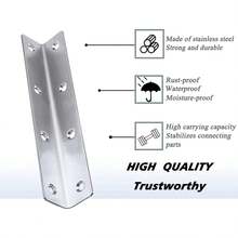 8pcs Heavy Duty Stainless Steel Corner Brackets | Long L-Shaped Mounting Brackets, Suitable For Wooden Furniture Cabinet Repair And Reinforcement - A - View 7