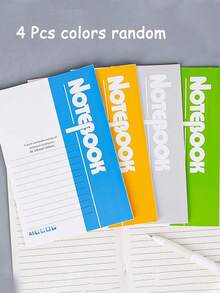 4 piezas/Set Cuadernos de tapa blanda A5 aleatorios, Bloc de notas para estudiantes/oficina, Cuadernos de registro de reuniones de negocios, Útiles escolares - multicolor - Ver 10