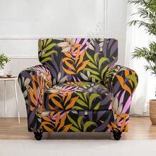 1pc Printed Elastic 5-Piece Chair Cover, Single Seat Dust-Proof Sofa Cover For Living Room And Bedroom, All Seasons, Removable And Washable - Multicolor - View 4