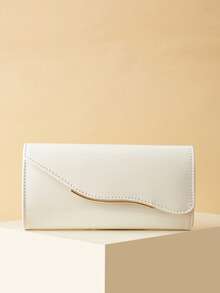 This Luxurious And Fashionable Solid Color Mirror PU Leather Clutch Bag Is Lightweight And Portable, Suitable For Teenage Girls, Women, College Students, New Professionals And White-Collar Workers, Perfect For Office, Campus, Work, Business, Commuting, Outdoor Activities, Travel, Outings, Parties, Weddings, Balls, Dinner Parties And Other Occasions. - White - View 2