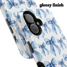 Apple 17 Pro Max Plus Blue Watercolor Bows Phone Case |   MagSafe Shockproof Case 23 24 25 26 - 白色 - 查看 6