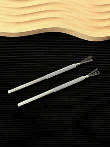 7针纹理刷，不锈钢美甲刷，带防滑手柄，美甲师绘制细线工具，金属条纹凝胶塑形笔，美甲辅助工具 - 銀色 - 查看 5