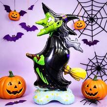 4pcs/Set Halloween 3D Standing Skeleton, Grim Reaper, Witch, Pumpkin Head Foil Balloons, Random 4-Piece Set, Indoor Theme Decoration Atmosphere Arrangement, Halloween Party Decor - Halloween - View 7