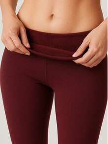 Flannel Pants For Cold Weather With Warm Lining, High Waist, Sizes S To XL. - Burgundy - View 8