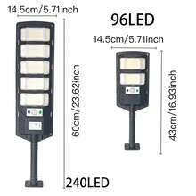 96/240 LED 太陽能路燈戶外，IP65 防水太陽能壁燈附遙控器，從黃昏到黎明自動開啟，太陽能供電安全燈，適用於街道、花園、院子、商場和其他戶外照明 - 均碼 - 查看 5