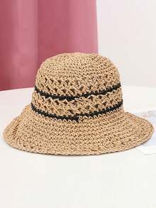 1pc Polyester Bohemian Straw Hat, Fashion New Brim Design, Breathable Outdoor Sun Protection Hat, Suitable For Daily Outdoor Use - Multicolor - View 12