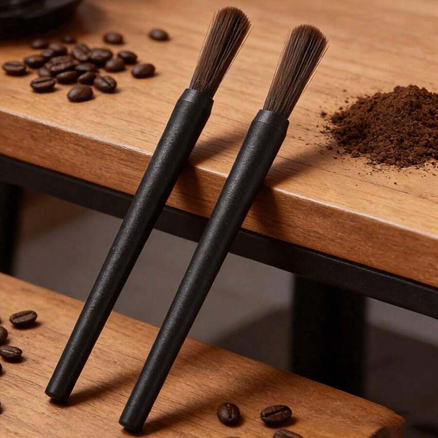 1/2pcs Professional Coffee Grinder Brush, PS Handle With Nylon Bristles, Coffee Grounds Cleaning Brush, Suitable For Barista Kitchen, Essential Home Coffee Bean Accessory - Multicolor - View 1