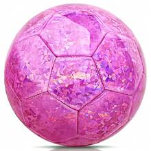Size 4 Glitter Pink Soccer Ball For Training Recreation Playing Outdoor Sports School Teen Youth Birthday Gift Accessories - 閃亮粉紅色 - 查看 1