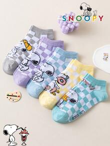 10/5/1 Pair Authentic Snoopy Men's Short Socks, Sweat-Absorbent, Versatile, Casual Sports Socks For Students Daily Wear - Multicolor - View 1