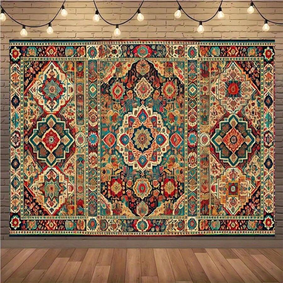 1pc Traditional Afghan Handmade Pattern Backdrop, Background Decoration For Room, Photo Studio Prop, Suitable For Home Decor, Party, Studio, Home And Garden, Outdoor Celebration - 3 - View 1