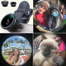 3 In 1 Phone Wide Angle Macro Fisheye Clip Lens Compatible With Iphone Android Phone For Summer Vacation, Travel, Creative Photography Phone Accessories,Phone Lens,Party Favors,Birthday Gifts - Multicolor - View 1