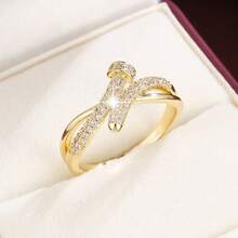 1pc Creative Geometric Patchwork Design Cubic Zirconia Women's Ring - Multicolor - View 7