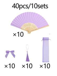 Bộ quà tặng quạt gấp màu xanh nhạt 40 chiếc/20 chiếc/1 chiếc cho đám cưới -- bao gồm 10 chiếc quạt gấp, 10 túi đựng bằng vải organza, 10 dải ruy băng và 10 mặt dây treo tua rua. Bộ quà tặng độc đáo này có tông màu xanh nhạt tinh tế và thanh lịch, kết hợp với trang trí tua rua hài hòa, là lựa chọn hoàn hảo làm quà tặng tiệc hoặc vật kỷ niệm. - Một kích cỡ phù hợp cho tất cả - Xem 15