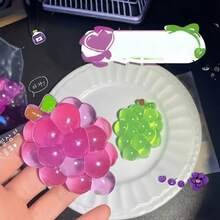 1pc New Creative Crystal Grape Handmade Squeeze Toy, Stress Relief Squeeze Grape Ball Small Accessory Decoration (Random Packaging Bag) - Multicolor - View 1